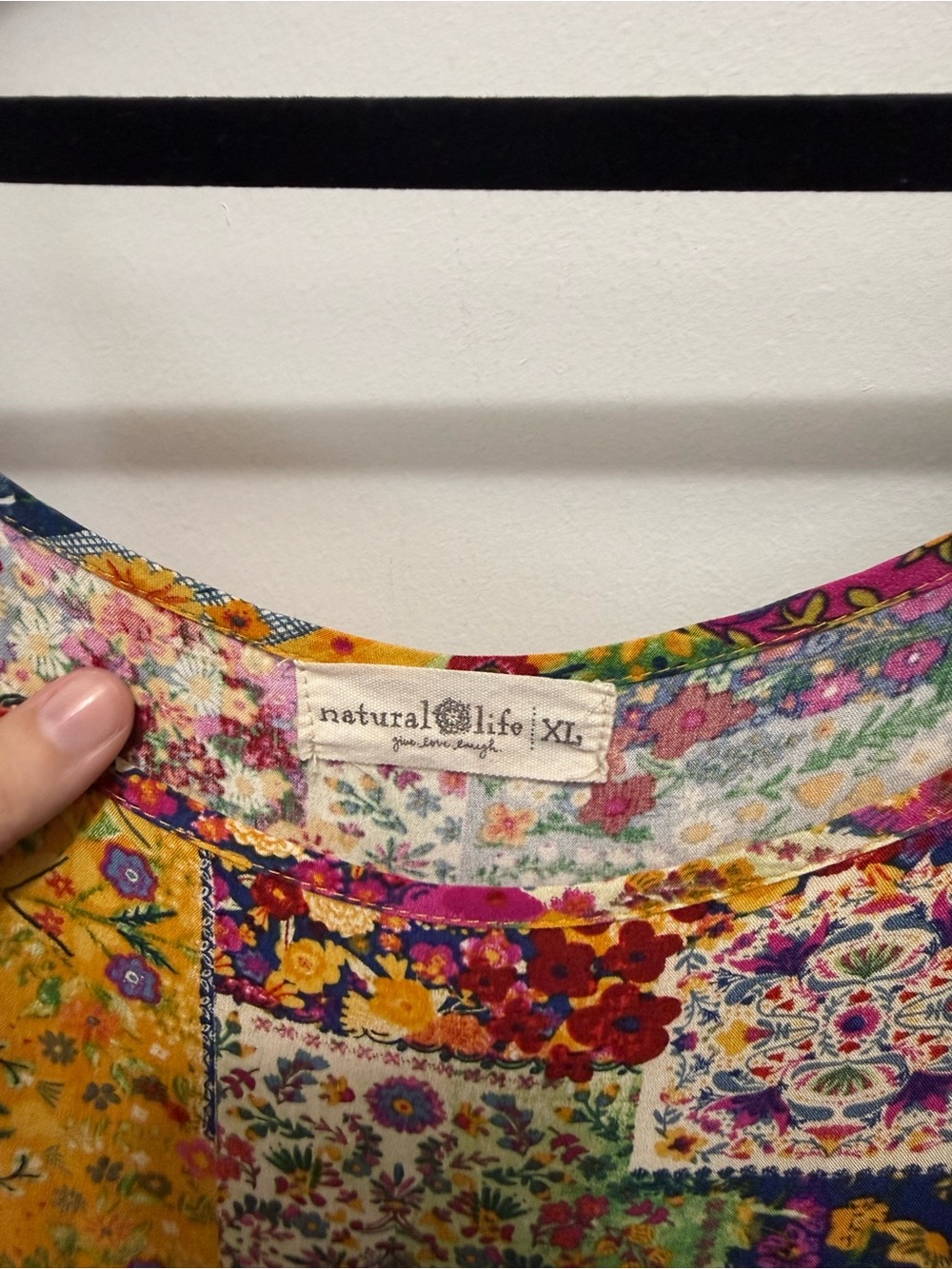 NATURAL LIFE Floral Patchwork Yellow Pink Green Blue Jumpsuit Romper - Picture 6 of 9